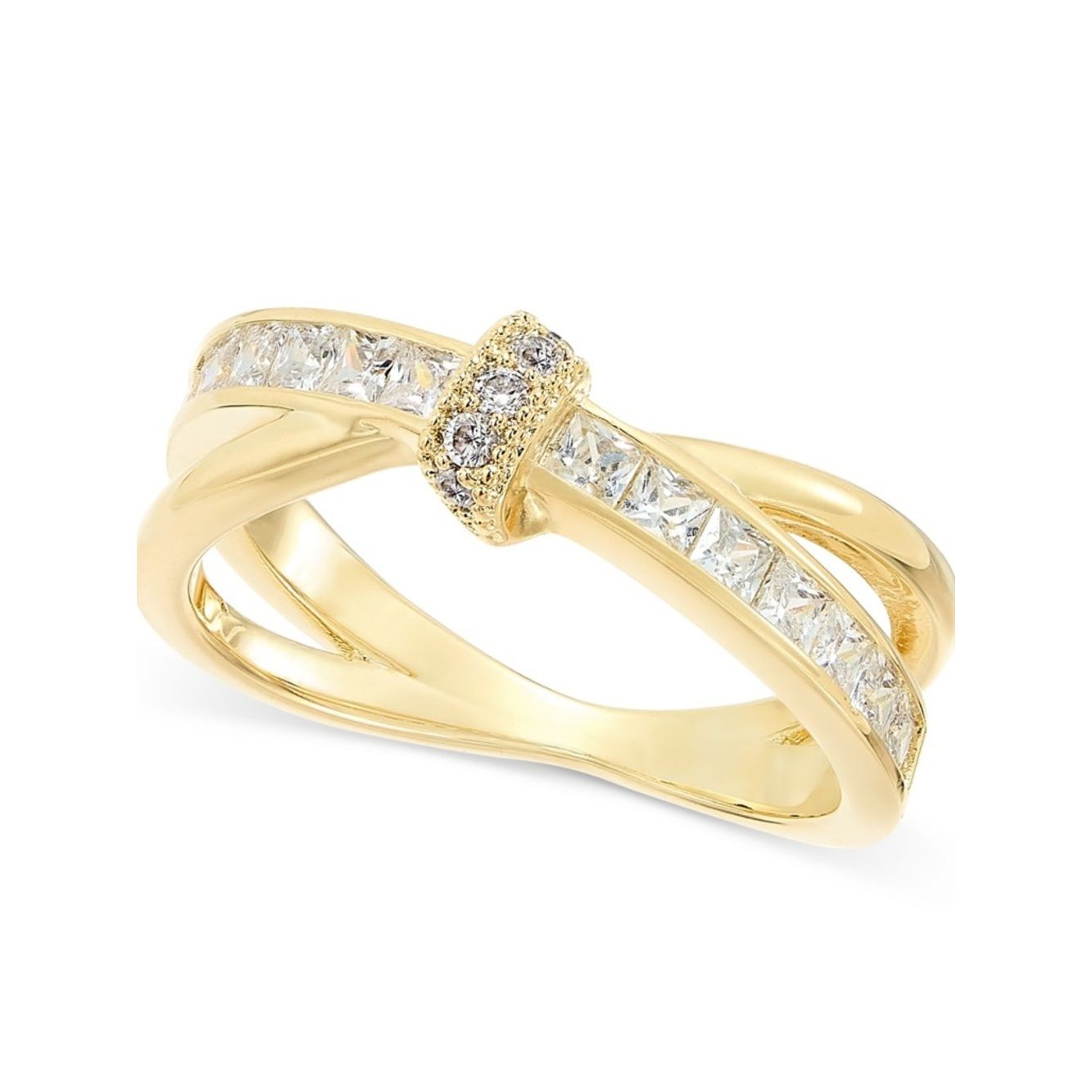 Charter Club Gold-Tone Pave & Square Cubic Zirconia Crisscross Accent Ring,